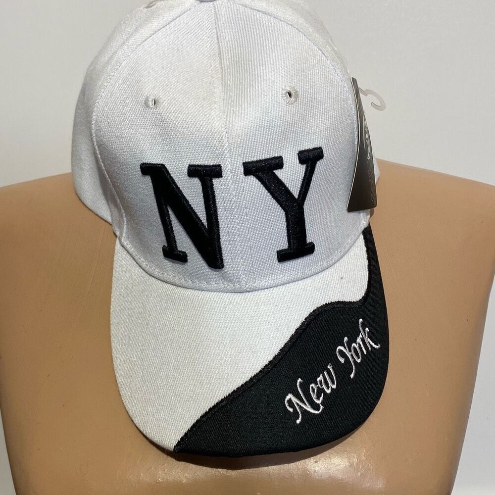 Tian Tian Men's Black White Colorblock NY New York Six Panel Baseball Cap OS NWT